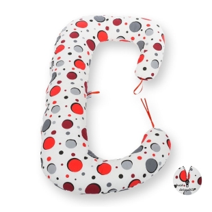 BabyNeeds - Perna 3 in 1 pentru gravide si bebelusi Soft Plus, Bulinute rosii
