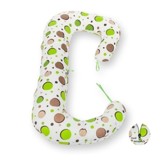 BabyNeeds - Perna 3 in 1 pentru gravide si bebelusi Soft Plus, Bulinute verzi