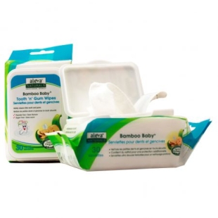 Aleva Naturals servetele umede din fibre de bambus pentru dintisori si gingii, 30 buc 