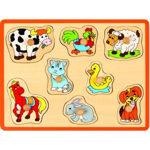 Joueco - Puzzle din lemn Animale domestice